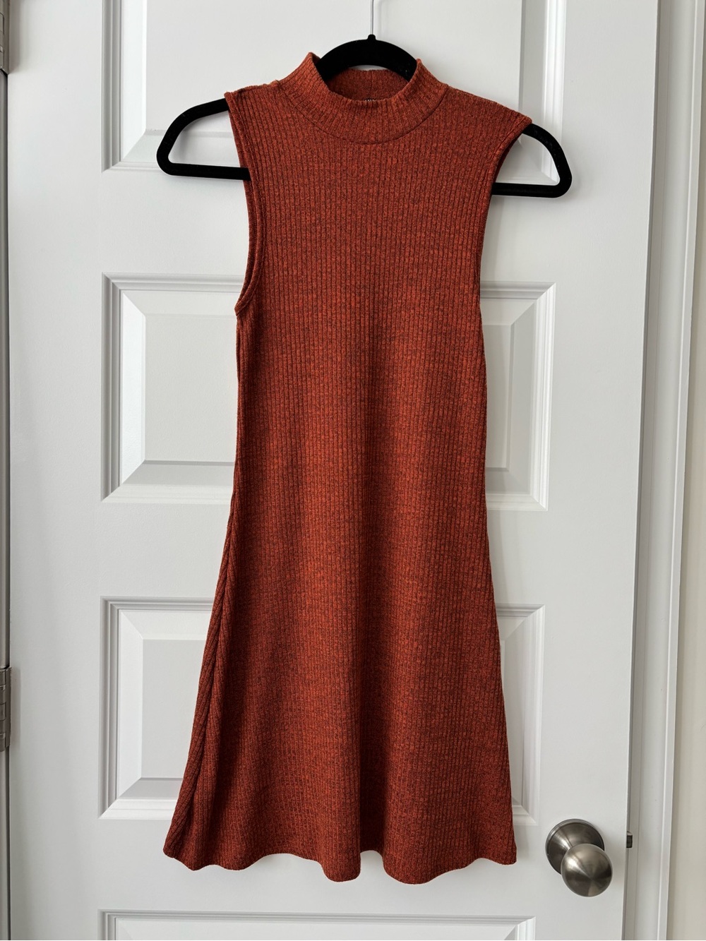 Forever 21 Sleeveless Ribbed Mock Neck Dress - Rust S